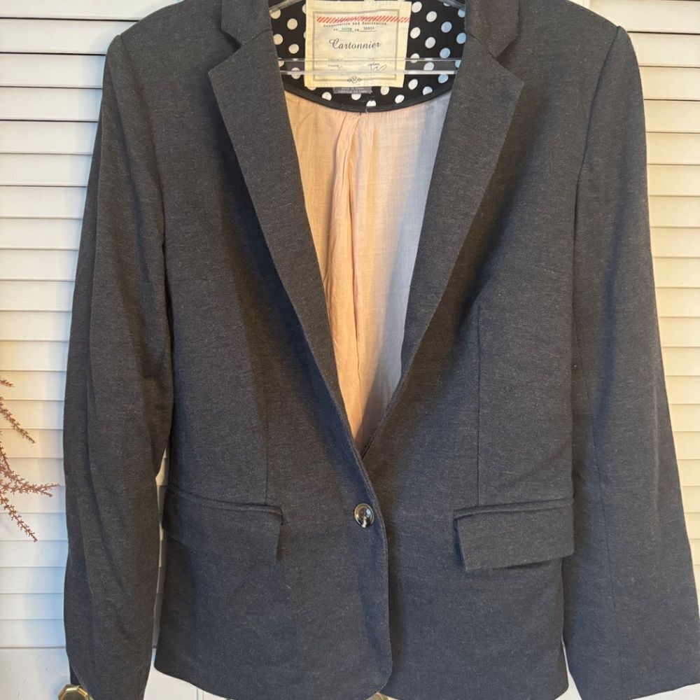 CARTONNIER Cotton French Terry Blazer Size M Gray Anthropologie